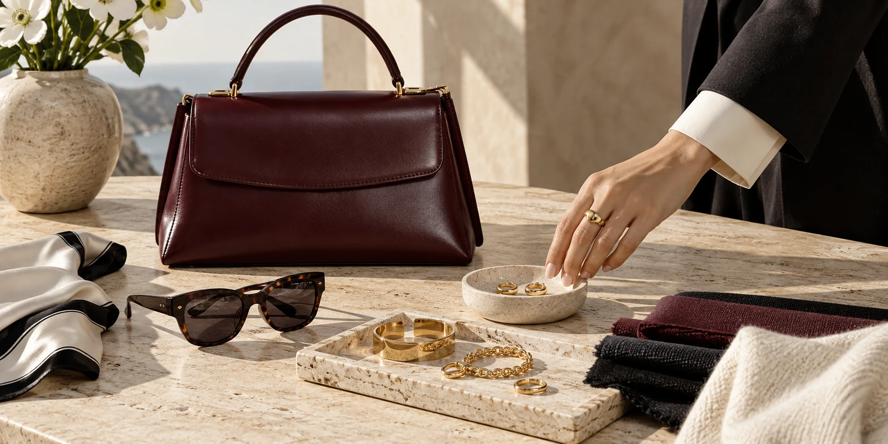 Sculptural accessories arranged for an editorial story