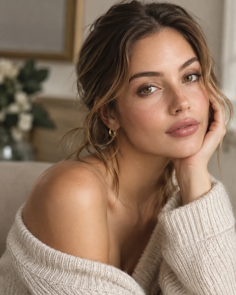 Beauty portrait with luminous natural makeup